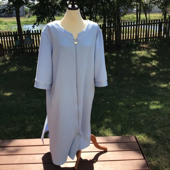 Miss Elaine Womens Blue Long Zip Robe 3X Textured Warm Winter - Picture 1 of 9